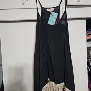 Umgee Black Tank Top with Fringe